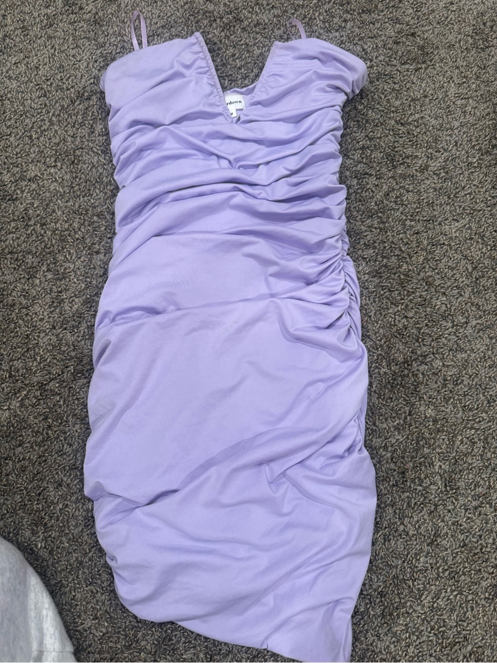 superdown Lavender Ruched Spaghetti Strap Mini Dress